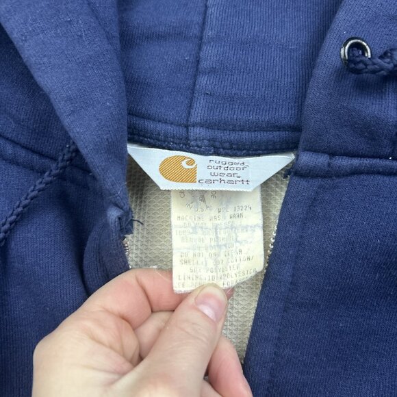 Carhartt Full Zip Hoodie Lined Blue Size XXL Sweatshirt Heavy Vintage USA Rugged - Picture 4 of 7